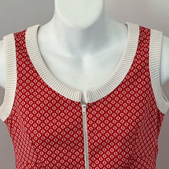 Vintage 1960’s Hoot Owl Red/White Mod Zip-Up Tunic - Picture 3 of 8